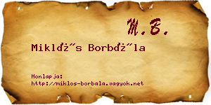 Miklós Borbála névjegykártya
